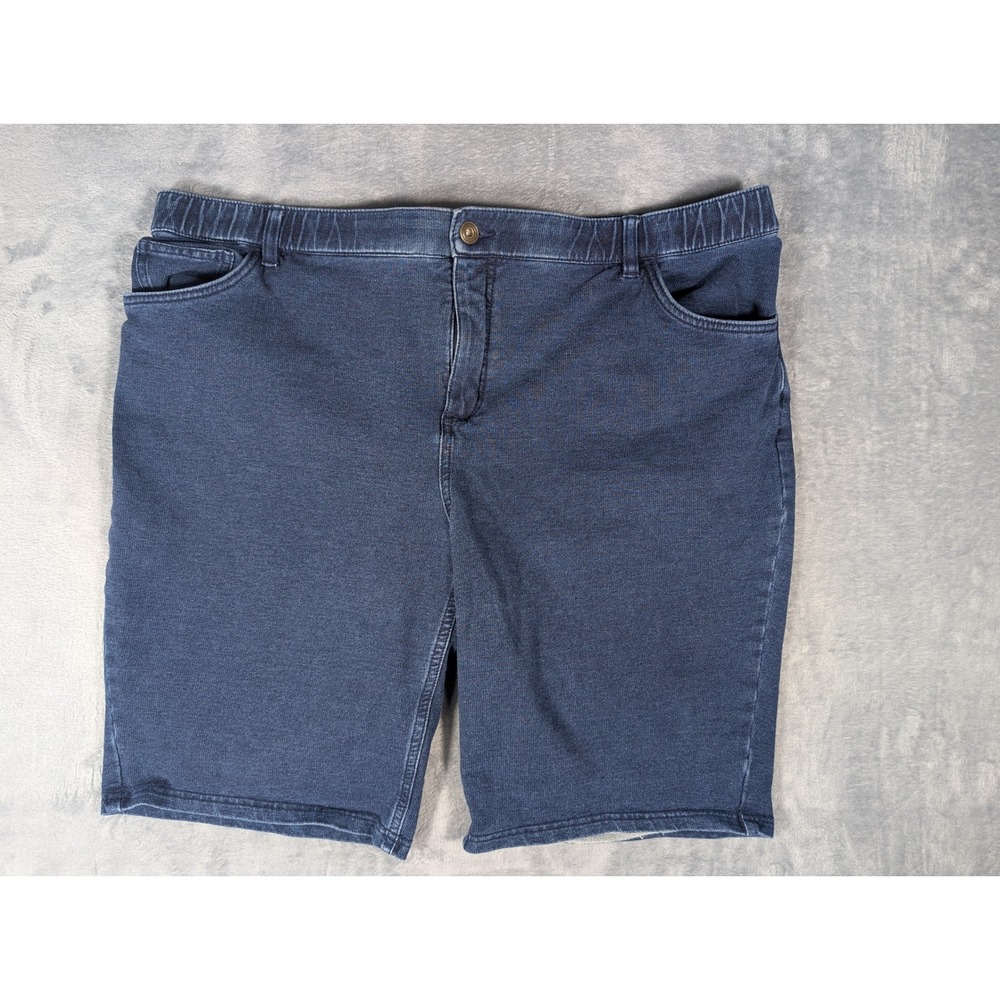 Denim & Co Womens Plus Size 20W Dark Wash Pull On Elastic Waist Denim Shorts‎